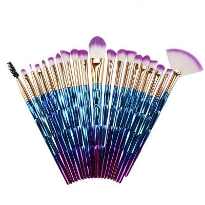 China Angular Blush Wholesale Cosmetic Make Up Brush Set 20 Pcs Diamond Colorful Makeup Brushes Eyeshadow Brush for sale