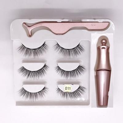 China Customized Reusable Logo 10 Styles Magnetic Eyelashes 3 Pairs Fluffy Magnetic Eyeliner And Eyelash Kit for sale