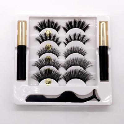 China 5 Reusable Magnetic Eyelashes Kit With Magnetic Eyeliner in Gift Box for sale