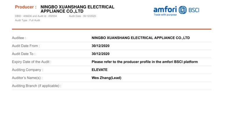 BSCI - Ningbo Xuanshang Electric Appliance Co., Ltd.