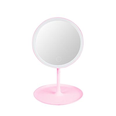 China Lighted Round Table Makeup Cosmetic Mirror With LED Light for sale