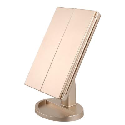 China Lighted Makeup Vanity Mirror 22LED 2X/3X Magnification Touch Screen Makeup Mirror for sale