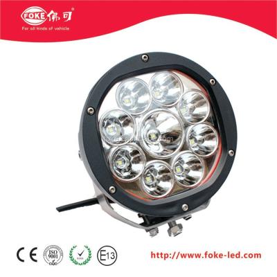 China PC lens 90w round led driving light, led off road light, led headlight for car, ATV, UTV, TRUCK, SUV, bus, off road use with the mountain parenthesis for sale