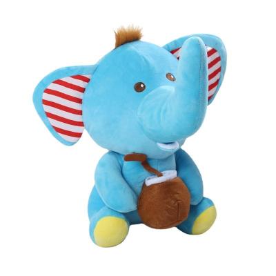 China New Creativity Plush 30cm Stuffed Baby Elephants Plush Toys With Blue Coconut Wholesale Toy Plush Elephant Hug Moq Big Ears Bass for sale