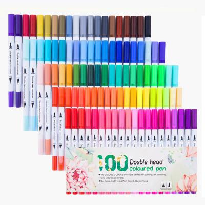 China Amazon 100 Different Colors Tip Brush Pen Fine Point Markers Watercolor Brush Pen Marker Double Set S1104-5 for sale