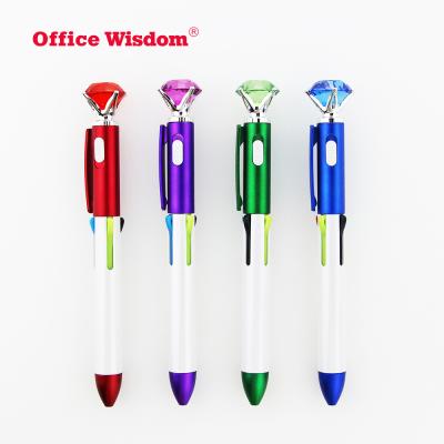 China Pen Multicolor Promotional Crystal Pen Best Gift For Customer With Diamond Lantern Multi Color Ball Pen for sale