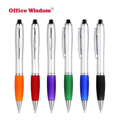 China Gift Promotion Pen Cheap Price Capacitive Pen With Rubber Grip Plastic Stylus Ballpoint Pen With Custom Printing Logo for sale