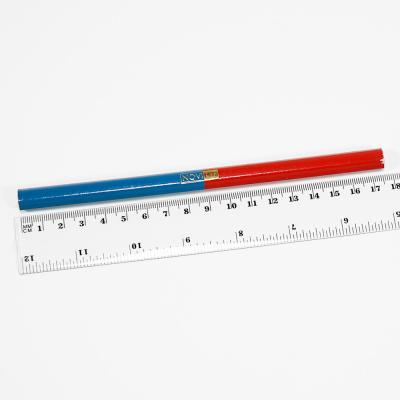 China Carpenter's Pencil Custom Logo Hexagon Shape Carpenter's Pencil 7 Inch Jumbo Pencil Red and Blue Double Lead Two-Tone Pencil for sale