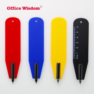 China Office & School Pen Wisdom Office Bullet Cue Ball Pen With Custom Flat Mark Pen Plastic Promotional Flat Marker Pen With Ruler for sale