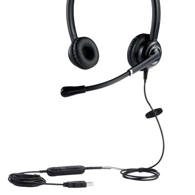 China Call Center USB Noise Canceling Headset with Noise Canceling Microphone, Volume and Mute Control Included for sale