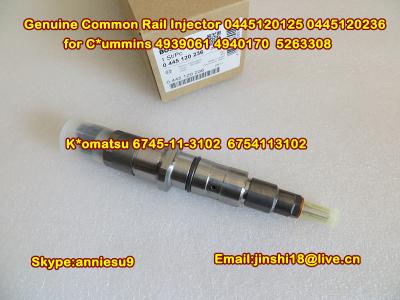 China Bosch Original Common Rail Injector 0445120125 0445120236 for Cummins 4939061 4940170 5263 for sale