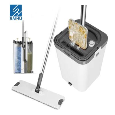 China 2023 SAIHU New 360 Wet and Dry Automatic Cleaning Microfiber Wash Mop Flat Bucket for Floor Cleaning Magic Mop for sale