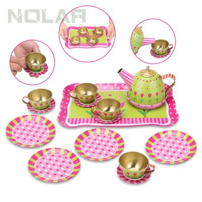 China DIY Pretend Play Kids Tea Set for Little Girls Tea Party Set for Toddlers Afternoon Tea Time with Metal Teapots for sale