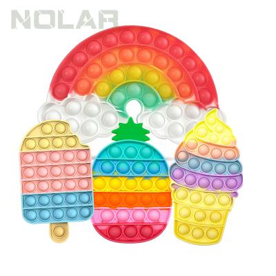 China Funny Educational Toy Noise Toy Pineapple Squeeze Ice Cream Sensory Set of 4 Pack Popsicle Bubble Push Rainbow Popper Toys for sale