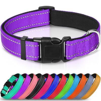 China Colorful Lights Dog Collar, Soft Neoprene Padded Breathable Nylon Pet Collar Adjustable for Medium Dogs, Purple for sale