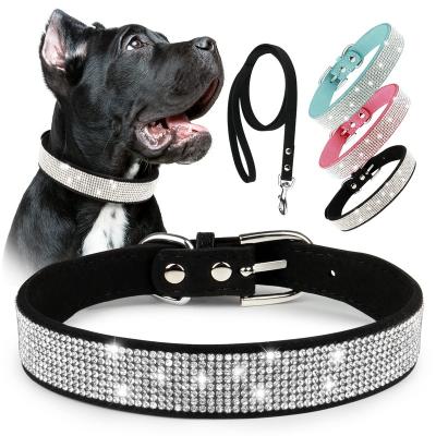 China Lights Rhinestone Dog Collar with Leash Bling Dog Collar, Cute Pink Dog Collar, Rhinestone Diamond Collar for Dog for sale