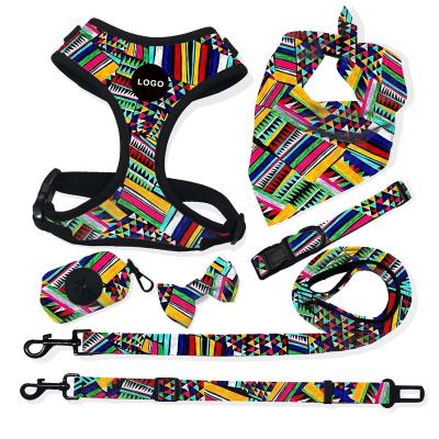 China Sublimation Dog Harness Set Designers Viable Reversible Cute Dog Harness Breathable Leash And Collar for sale