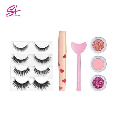 China Angular Blush Future St Gift Set Magnetic Eyelashes With Mascare And Mascare Shield Eyeshadow 3 Pcs False Eyelash 4 Set False Eyelashes Set for sale