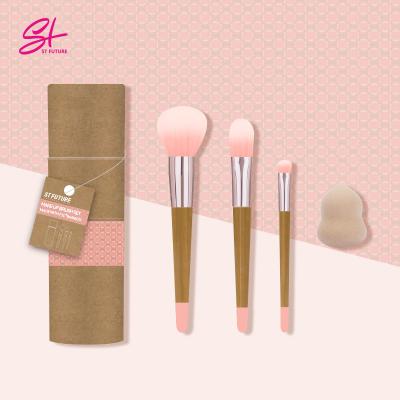 China Angular Blush Cosmetic Brush 4pcs/set Makeup Brushes Blender Blender Sponge Set Future Costom Beauty Tool Eyeshadow St for sale