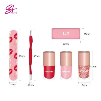 China Beauty Care Makeup Tools Future St Gift Set Manicure Pedicure Set With Nail File Pusher Nail Remover And Cuticle Trimmer Nail Polish*3 Cosmetic Bag for sale