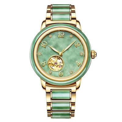 China Fashion Design Day/Date Watches Jade Dial Women Fancy Automatic Watch With Different Color Bands for sale