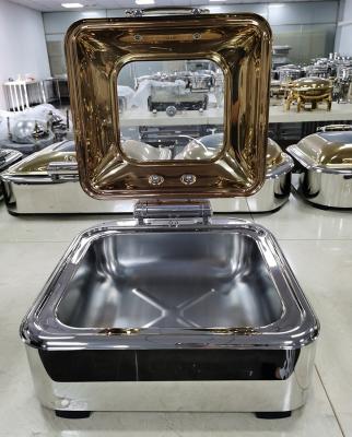 China Keep Food Hot OEM Forever Customized 304 Stainless Steel Hotel Buffet Gold Food Warmer Chafing Dish Set for sale