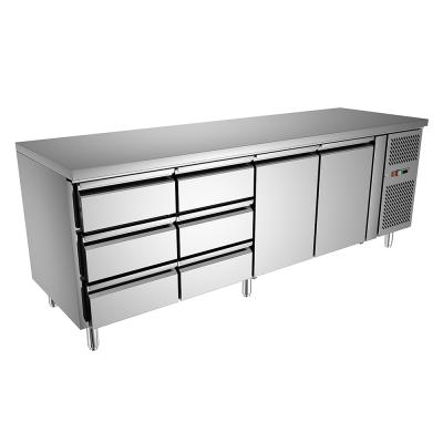 China Single-Temperature OEM Private Label Customized High Quality Stainless Steel Drawer Type Desktop Refrigerating and Freezing Work Table for sale