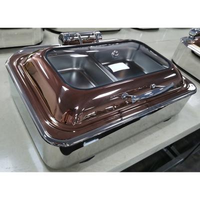 China Restaurant Hotel Serving Stove High Quality Customizable OEM Private Label Stainless Steel Hydro Electric Hot Dish Heating Rose Gold Buffet Stove for sale