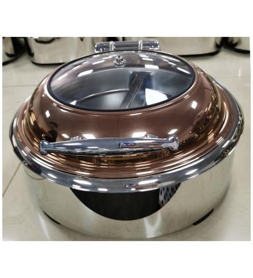 China Restaurant Hotel Serving Stove Hot Selling High Quality Stainless Steel Gold Plated Rose Gold Food Heater Buffet Meal Stove Chafing Dish for sale