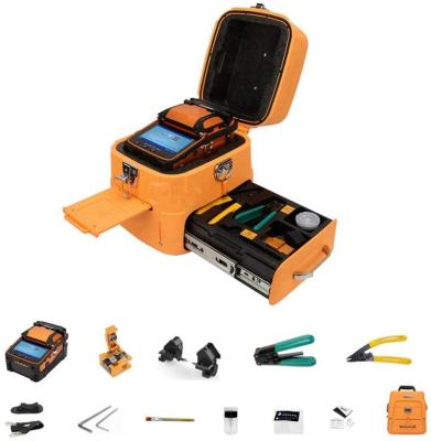 China AUTOMATIC CLAMP FOCUS FTTH Fiber Optic Fusion Splicer Machine with Toolkit Kit Splicing Machine 5 Inch LED Screen Display for sale