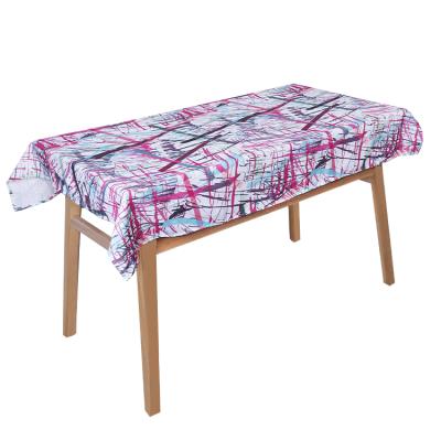 China 100%polyester waterproof high quality dining table cloth printed table oilproof waterproof washable table cover for sale