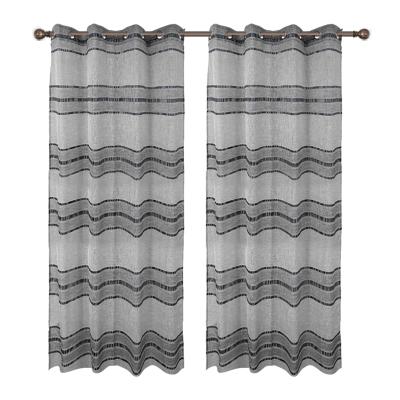 China Modern 8 RINGS DRUGGING FABRIC UPPER SHEER CURTAIN FOR LIVING ROOM AND BEDROOM DECORATION, 100%POLYESTER, 140*240CM for sale