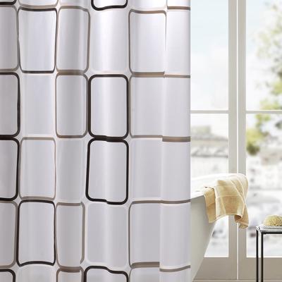 China Sustainable Black And White White Plaid 3d Peva Shower Curtain Shower Curtain Set for sale