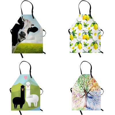 China Waterproof Small Fresh Style Strong Natural Breath Oil Proof Kitchen Adjustable Canvas Aprons With Pockets for sale