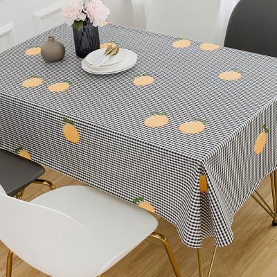 China Waterproof Orange Printing Checkered Printed Tablecloth Table Cloth Custom Printed Plastic Table Cloth for sale