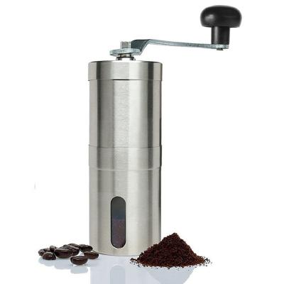 China WITH LID Matte Finished Stainless Steel Conical portable Burr Adjustable Mill Manual Coffee Bean Grinder Hand Coffee Grinder for sale