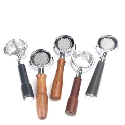 China Sustainable 51mm 54mm 58mm Bottomless Portafilter Coffee With Handle Wooden Bartender Tools Coffee Accessories for sale