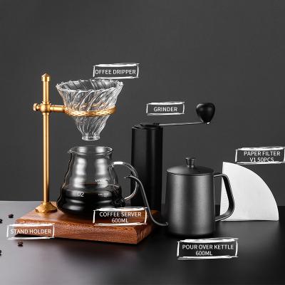 China Viable Hot Sale V60 OEM ODM Travel Gift Box Hand Drip Set Coffee Accessories Tea Set Coffee Grinder Filter Coffee Tools for sale