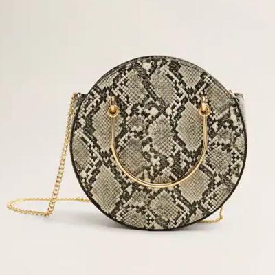 China Custom gray vegan snakeskin fashion python women chain leather cross - body bag ladies handbag purses for sale