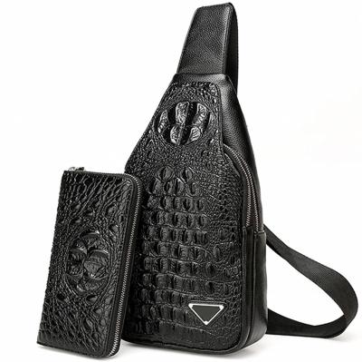 China Water Proof Crocodile Pattern Leather Fashion Official Mission Computer Trendy Unisex Cross - Body Shoulder Bag For Men for sale