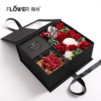 China Soap Flower 2022 Ins Style Mother's Day Valentine's Day Red Rose Gift Box High-grade Soap Flower For Lover Decorate Artificial Flowers for sale