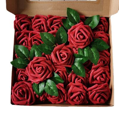 China Amazon Hot Selling Artificial Flower Soap Flower Soap Rose 8cm Flower Head With Stem Box DIY Wedding Valentine's Day Bouquet for sale