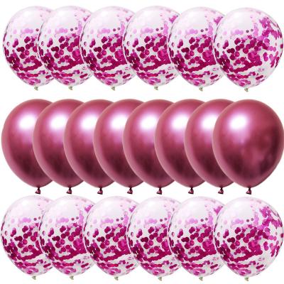 China Hot Sale Latex 20 PCs 12 Inch Metal Balls Multicolor Latex Sequins Balloon Set Birthday Party Wedding Stage Balloon Set for sale