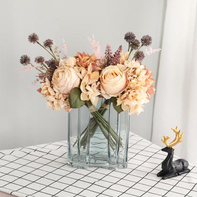 China Floral Flowers Wedding Dahlia Arrangement Silk Rose Bridal Bouquet Decoration Amazon 2021 Minimalist Topper for sale