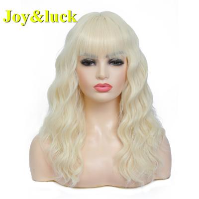 China Water Wave 18 Inch Water Wave Wig With Bangs For Women Ladies Finger Wave Cosplay Natural 613 Wigs Blonde Synthetic Hair Wigs for sale