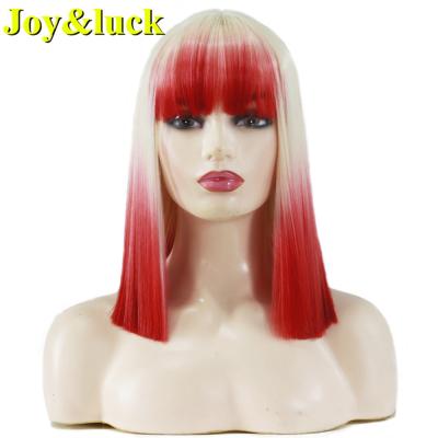 China Wholesale Price Ladies Natural Straight Wig With Bangs Party Blonde Red Costume Halloween Day Natural Straight Ombre Cosplay Hair Synthetic Wigs for sale