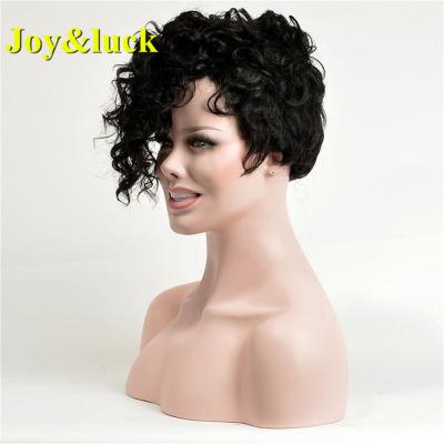 China Wholesale Ladies Straight Hair Wigs For Short Curly Pixie Cut Black Color Kinky Synthetic Hair Wigs African Color Women Wigs for sale