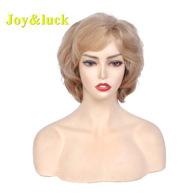 China Wholesale Price Curly Machine Made Wig With Bangs Part Ombre Blonde Wig For Women Ladies Short Natural Hair Curly Synthetic Wigs for sale