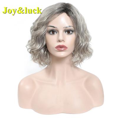 China Wholesale Finger Wave Curly Wigs For Women Ladies Hair Part Blonde Ombre Brown Water Wave Hair Natural Short Synthetic Wigs for sale