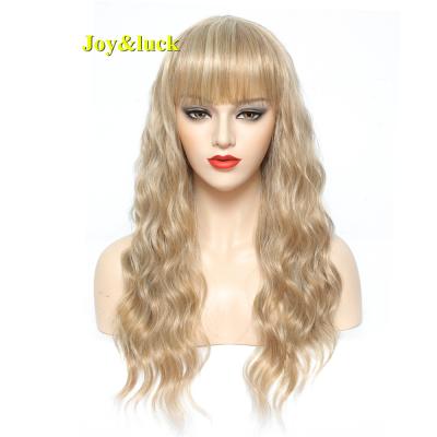 China Water Wave 22 Inch Long Blonde Synthetic Wig Water Wave Wigs For Women Cosplay Or Daily Use Human Hair Finger Wave Hair Natural Wigs for sale